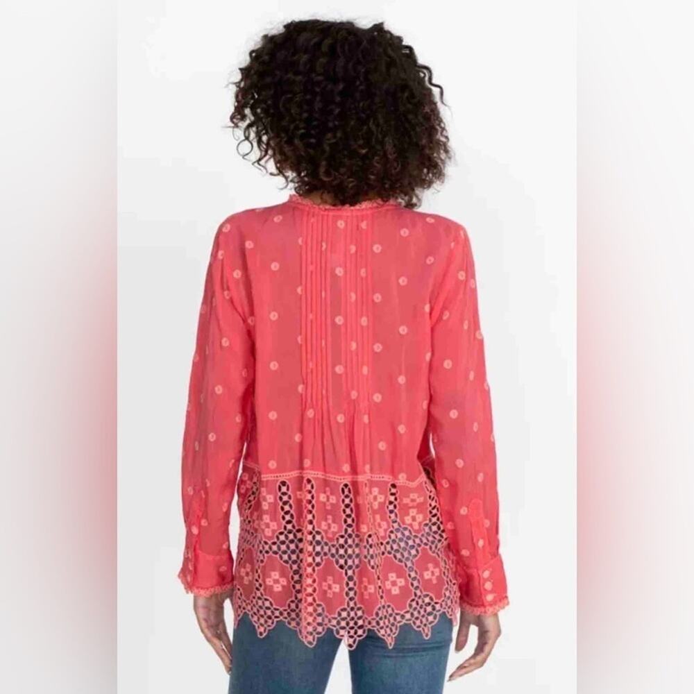 NWOT! Johnny Was Baez Phaedra Pleated Embroidered Blouse - Picture 3 of 10